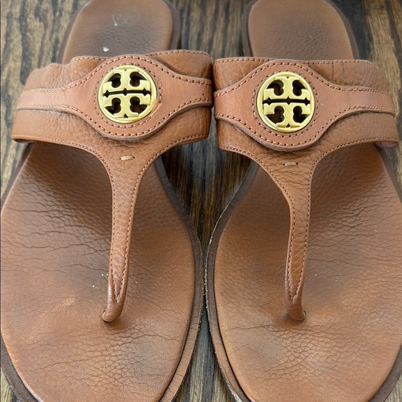 Tory Burch Brown Leather Sandals, Sz 9 - Picture 3 of 12